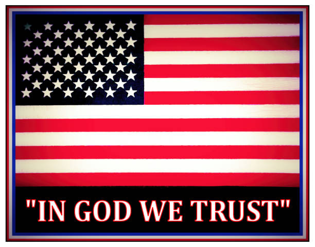 Uplifting art print of the American flag that says In God We Trust